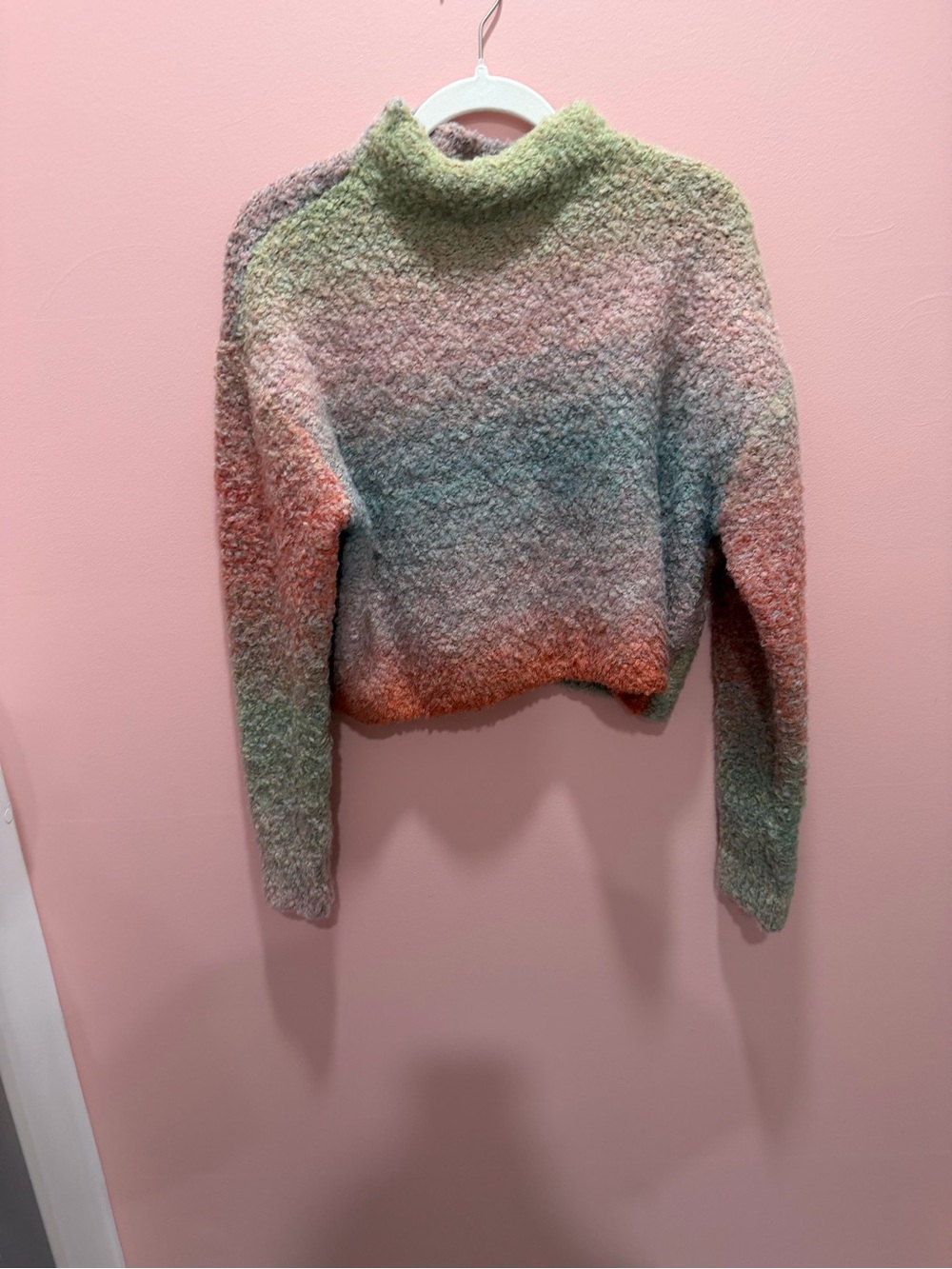 Multicolor Ombre Mock Neck Women's Sweater